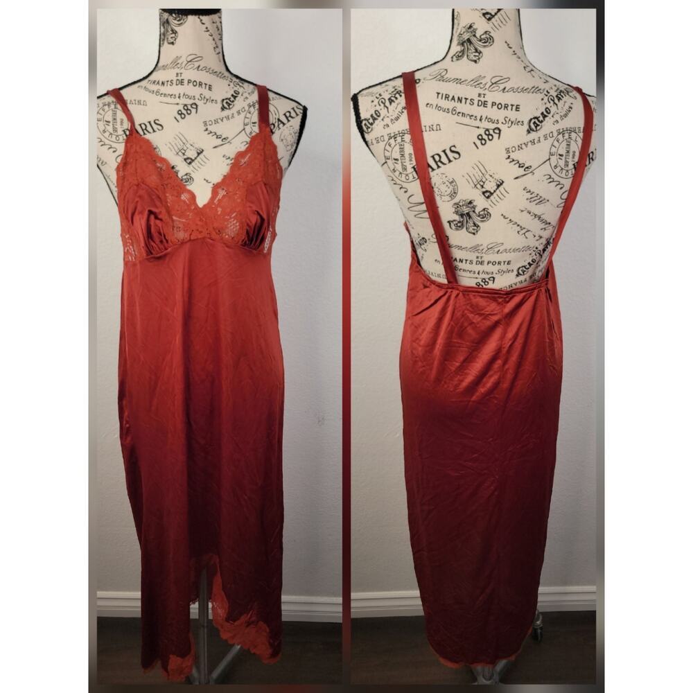 Jenelle Of California Chiffon Lace Nightgown Slip Dress Romantic Lace Trim